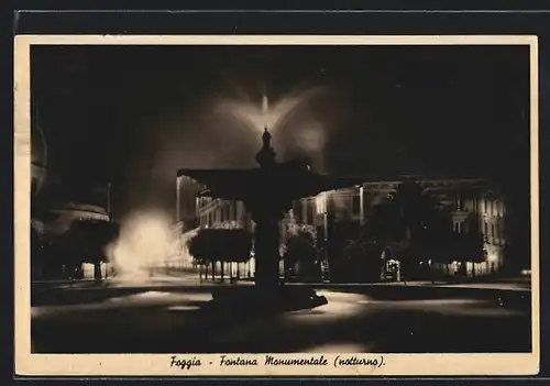 AK Foggia, Fontana Monumentale, notturno