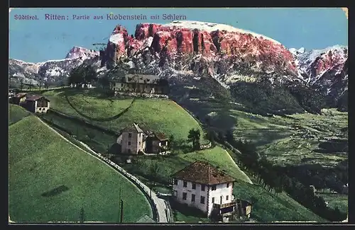 AK Klobenstein am Ritten, Ortspartie mit Schlern