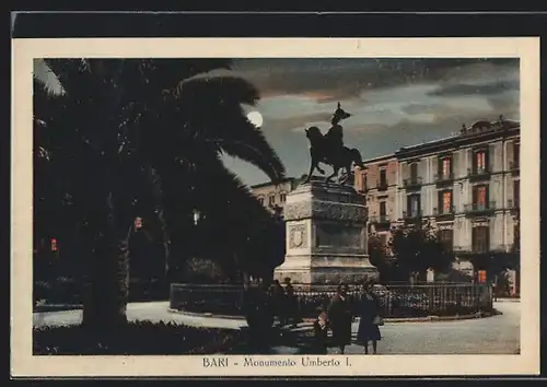 Mondschein-AK Bari, Monumento Umberto I.