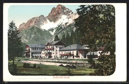 AK Schluderbach, Teilansicht mit Bergen
