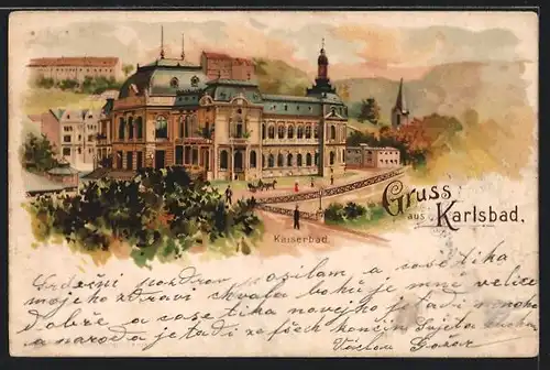 Lithographie Karlsbad, Kaiserbad