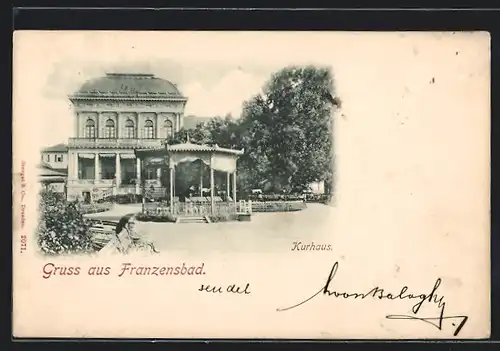 AK Franzensbad, Kurhaus im Sonnenschein