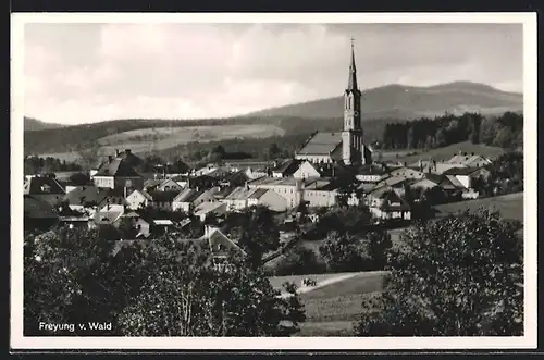AK Freyung v. Wald, Ortspartie mit Kirche