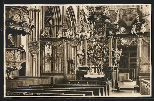 AK Stralsund, Nikolaikirche, Innenansicht