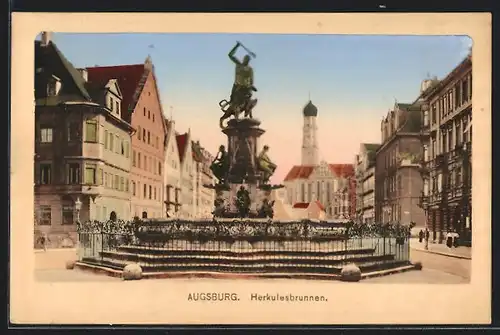 AK Augsburg, Herkulesbrunnen mit Umgebung