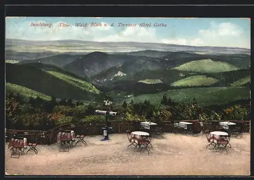 AK Inselsberg /Thüringer Wald, Blick von der Terrasse Hotel Gotha