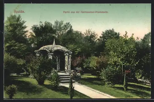 AK Apolda, Pavillon an der Herressener-Promenade