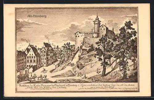 AK Nürnberg, Alt-Nürnberg, Vorstellung der Kaiser-Burg gegen den Berg hinauf