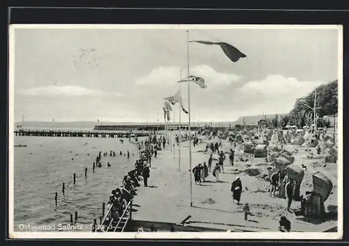 AK Sassnitz, Ostseebad, Strand mit n