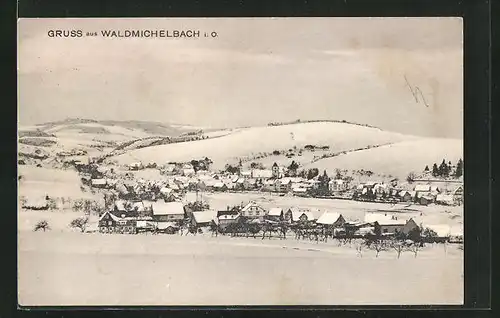 AK Waldmichelbach i.O., Panorama zur Winterzeit