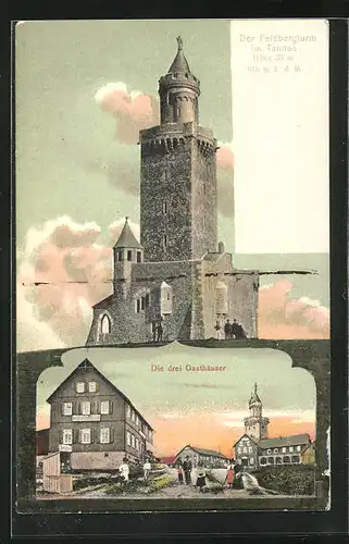 AK Feldberg i. T., Feldbergturm und die drei Gasthäuser