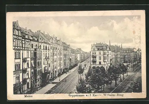 AK Mainz, Boppstrasse und Kaiser Wilhelm Ring