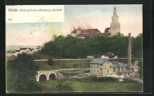 AK Weida, Blick auf Schloss Osterburg & die Stadt