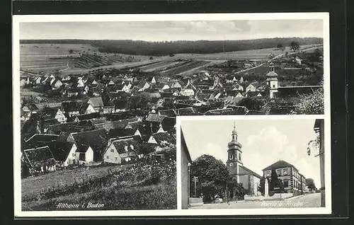 AK Altheim i. Baden, Ortsansicht, Partie bei der Kirche