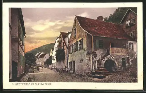 AK Gleisweiler, Dorfstrasse mit Anwohner