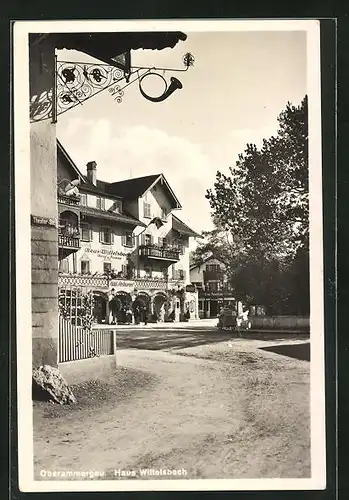 AK Oberammergau, Blick aus der Theater-Str. auf Haus Wittelsbach