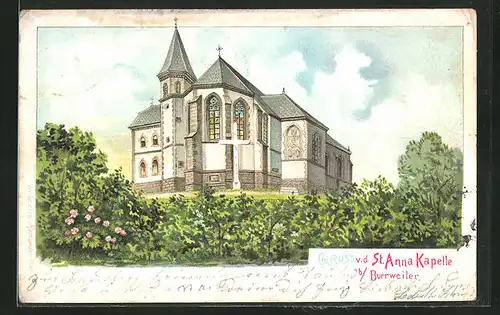 Lithographie Burrweiler, St. Anna Kapelle