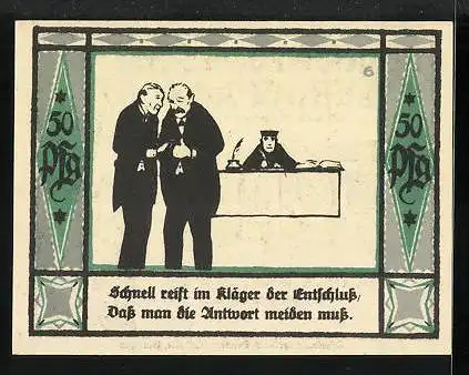 Notgeld Mülsen St. Jacob 1921, 50 Pfennig, Im Gericht