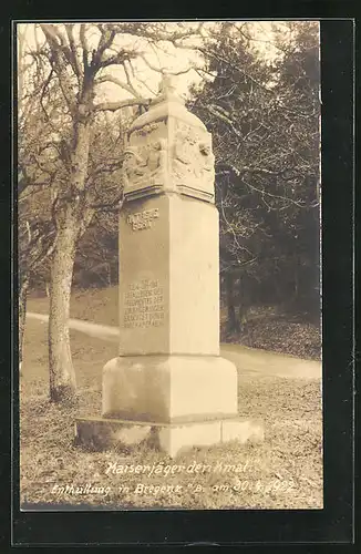 AK Bregenz a. B., Enthüllung des Kaiserjägerdenkmals am 30.4.1922