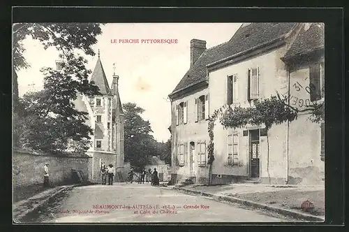 AK Beaumont-les-Autels, Grande Rue et Coin du Chateau, Partie am Schloss