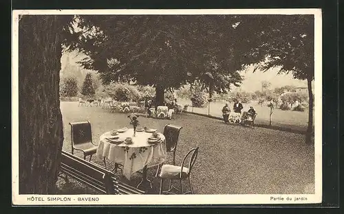 AK Baveno, Hôtel Simplon, Gartenpartie