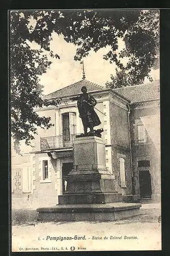 AK Pompignan-Gard, Statue du Colonel Bourras
