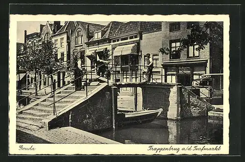 AK Gouda, Trappenbrug a.d. Turfmarkt