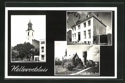 AK Hellevoetsluis, Toren N. H. Kerk, Raadhuis, Watertoren