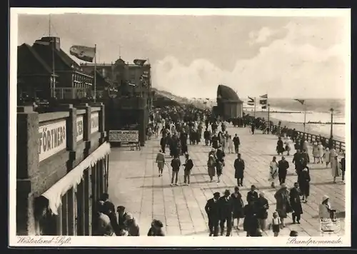 AK Westerland /Sylt, Strandpromenade mit Förtner`s Gasthaus