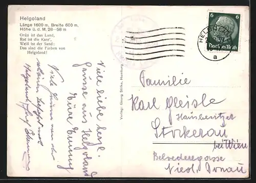 Künstler-AK Helgoland, Gesamtansicht der Insel