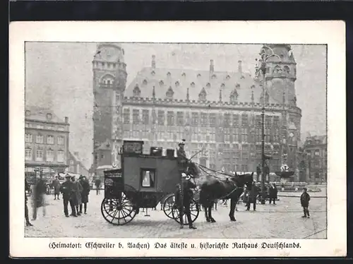 AK Eschweiler, Postkutsche vor dem Rathaus