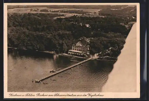 AK Pieskow, Kurhaus und Schloss Pieskow am Scharmützelsee aus der Vogelschau