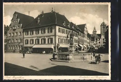 AK Bad Mergentheim, Marktplatz und Burgstrasse mit Gasthof zum Ochsen