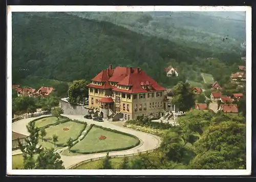 AK Gernrode / Harz, Kurhotel Stubenberg aus der Vogelschau