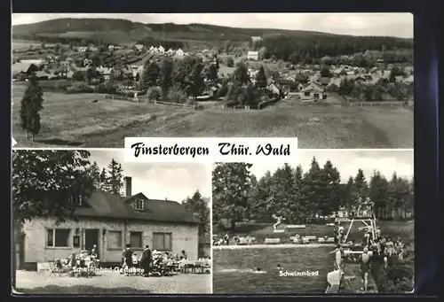 AK Finsterbergen /Thür. Wald, Schwimmbad-Gaststätte, Schwimmbad, Teilansicht