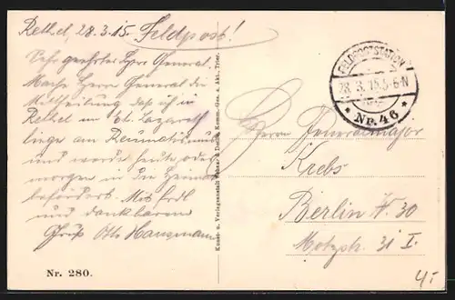 AK Rethel, Strassenpartie mit Kriegsruinen