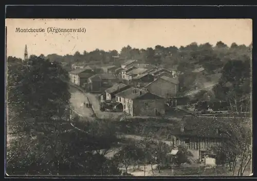 AK Montcheutin, Ortsansicht aus der Vogelschau