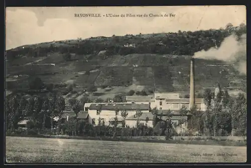AK Bayonville, L`Usine du Pilan vue du Chemin de Fer