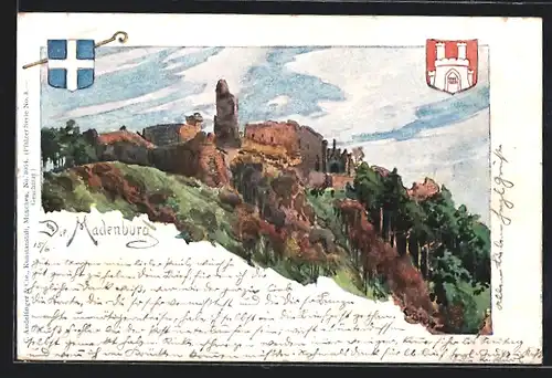 Künstler-AK Carl Biese: Die Madenburg, Wappen