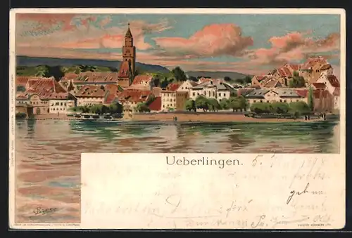 Künstler-AK Überlingen, Uferpartie