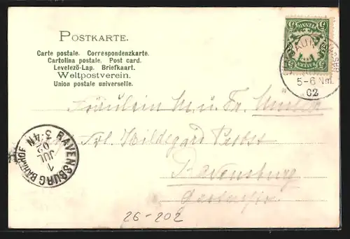 Künstler-AK Carl Biese: Lindau, Ortsansicht mit Umgebung, Diebsturm mit Peterskirche