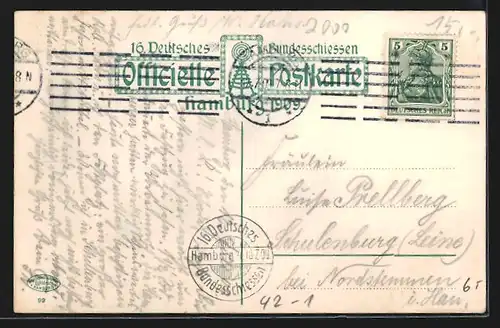 AK Hamburg, 16. Deutsches Bundesschiessen 1909, Hauptportal zum Festgelände
