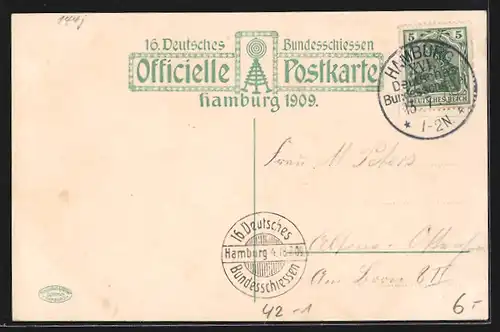 AK Hamburg, 16. Deutsches Bundesschiessen 1909, Gasthaus Wurstglöckchen von C. Böhle