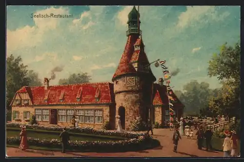 AK Hamburg, 16. Deutsches Bundesschiessen 1909, Blick zum Seefisch-Restaurant