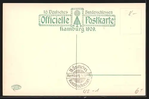 AK Hamburg, 16. Deutsches Bundesschiessen 1909, Gasthaus Wurstglöckchen von C. Böhle