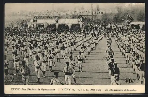 AK Vichy, XXXIXe Fête Fédérale de Gymnasitique 1913, Les Mouvements d`Ensemble