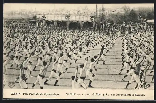 AK Vichy, XXXIXe Fête Fédérale de Gymnasitique 1913, Les Mouvements d`Ensemble