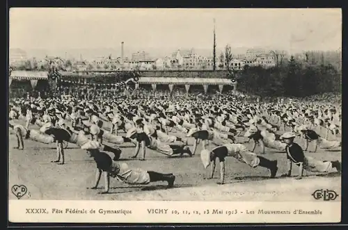 AK Vichy, XXXIXe Fête Fédérale de Gymnasitique 1913, Les Mouvements d`Ensemble, Turnfest
