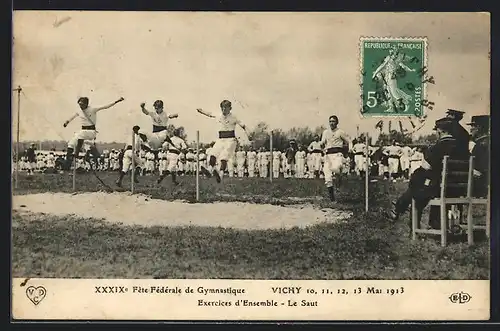 AK Vichy, XXXIXe Fête Fédérale de Gymnasitique 1913, Exercices d`Ensemble, Le Saut, Turnfest