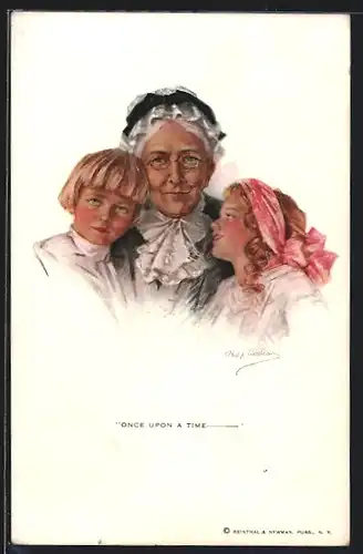 Künstler-AK Philip Boileau: Once upon a time, Grossmutter und Enkel